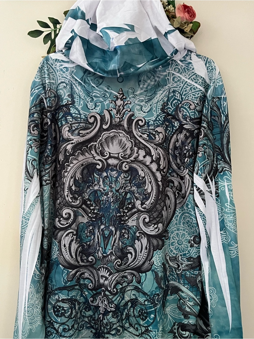 Fashion Bug Teal and Black Hooded Bomber Jacket - Picture 5 of 7